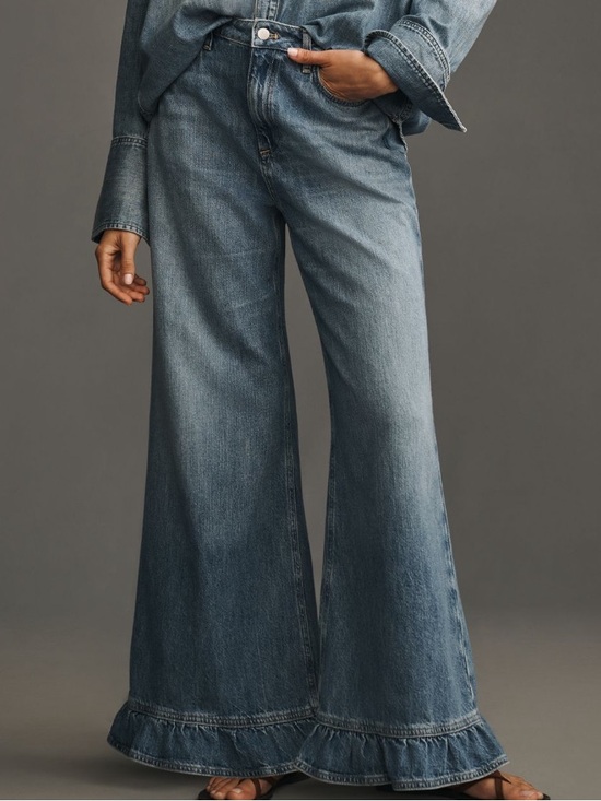 Anthropologie Denim - Anthropologie Pilcro Solene High-Rise Wide-Leg Ruffle Flare Jeans 24